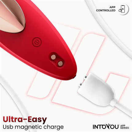 Panty Vibrator with App Silicone Red featuring USB magnetic charging, app-controlled from Intoyou® App Series.