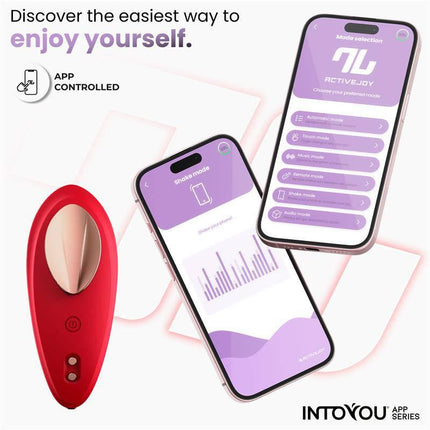Panty Vibrator with App Silicone Red shown with ActiveJoy app for seamless control, enhancing intimate experiences with modern technology.