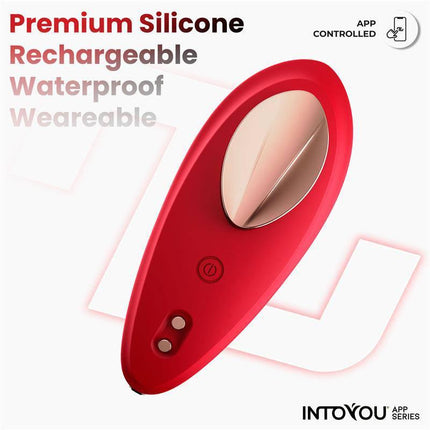 Panty Vibrator with App Silicone Red, premium waterproof wearable designed for pleasure with ActiveJoy® app control and rechargeable feature.