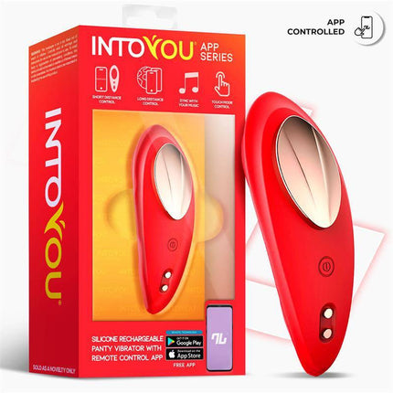 Panty Vibrator with App Silicone Red by Intoyou® App Series in elegant packaging showcasing app-controlled features.