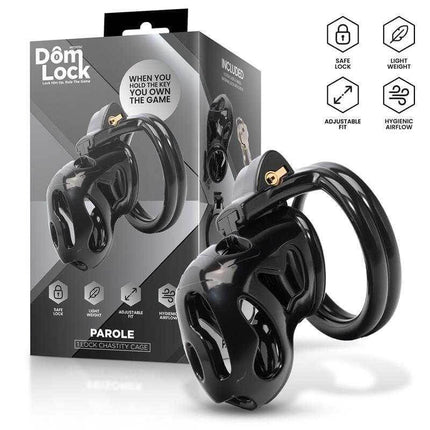 Parole Chastity Cage with Lock for Submission by Domlock packaging