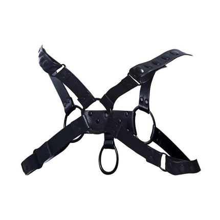 Party Black Chest Harness Adjustable One Size - Fashion-forward men's accessory for nightlife or private wear.