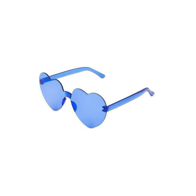 Party heart-shaped glasses Blue with striking blue hue and playful design, perfect for fun and celebrations.