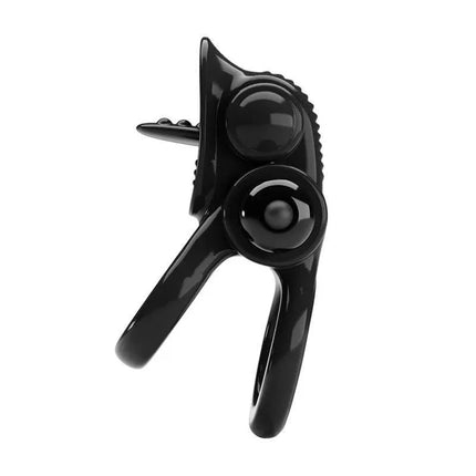 Passionate Double Vibrating Penis Ring, black elastic design for couples' intimacy and dual stimulation
