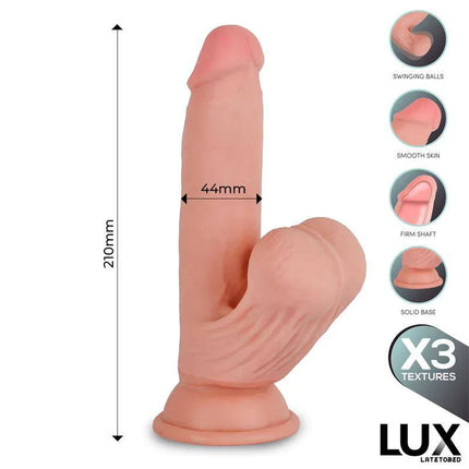 Paul Triple Density Dildo with Swinging Balls 8.2 featuring lifelike design and triple-density textures for enhanced pleasure.