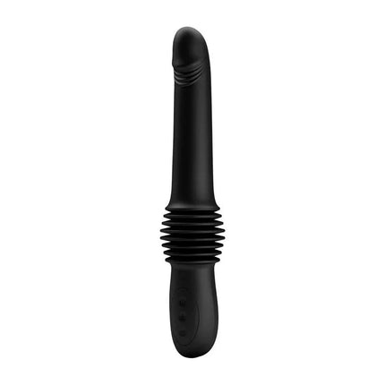 Pazuzu Thrusting Vibe USB Silicone vibrator with black silicone body and thrusting feature for intense stimulation.