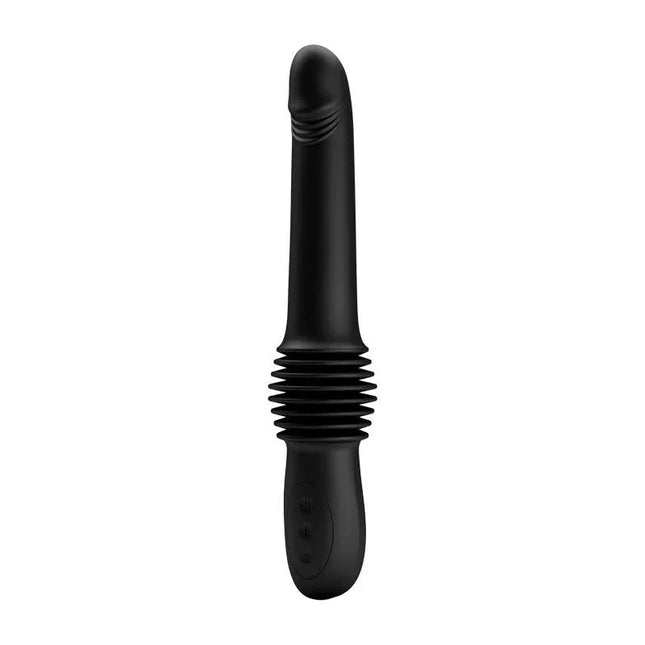 Pazuzu Thrusting Vibe USB Silicone vibrator with black silicone body and thrusting feature for intense stimulation.
