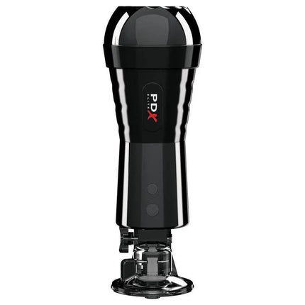 PDX Elite Cock Compressor Vibrating Stroker with innovative air bag technology and suction for enhanced pleasure.