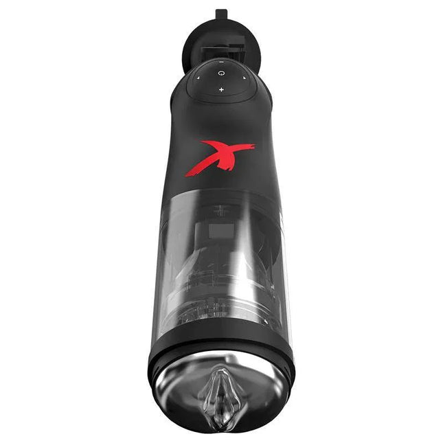 PDX Elite Deluxe Mega-Bator hands-free USB-rechargeable stroker with 10 customizable patterns for ultimate pleasure.