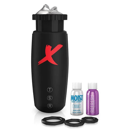 PDX Elite Moto-Bator with accessories, designed for customizable solo play, featuring dual-motor suction and thrusting system.