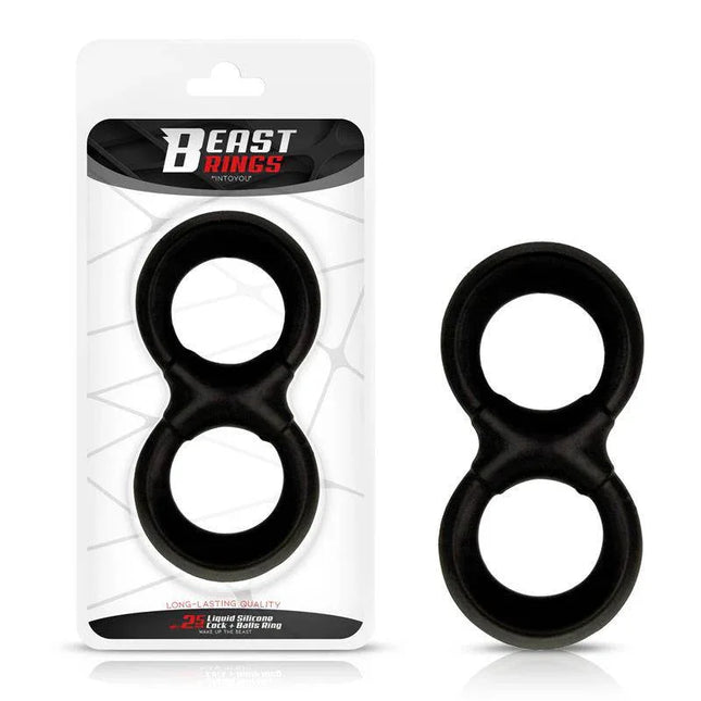 Penis and Testicles Ring Liquid Silicone 25 mm by Beast Rings, double-ring design, 100% liquid silicone for enhanced performance.
