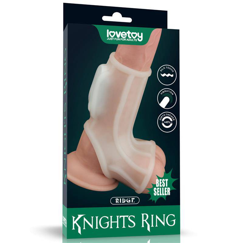 Penis and Testicles Sleeve with Vibration Ridge Knights - secretsextoys.store