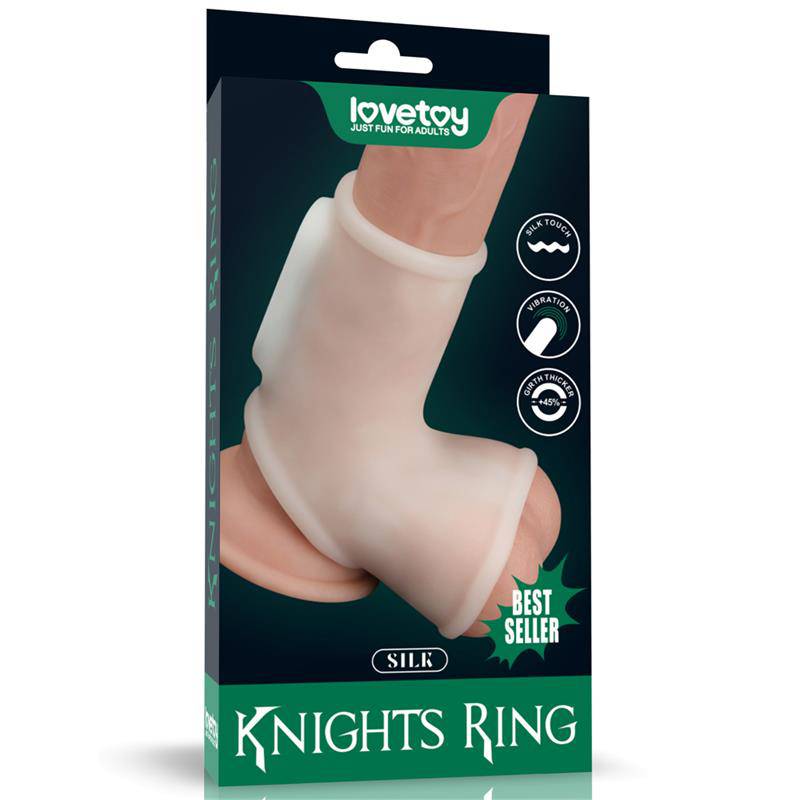 Penis and Testicles Sleeve with Vibration Silk Knights - secretsextoys.store
