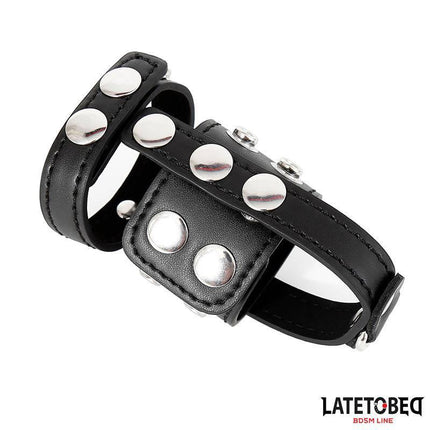 Penis Cage Adjustable, black PVC and metal male chastity device, lightweight and discreet design.