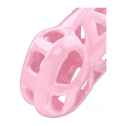 Penis Cage PC01 Pink made of high quality ABS material with front opening and multiple ring sizes for comfort and durability.