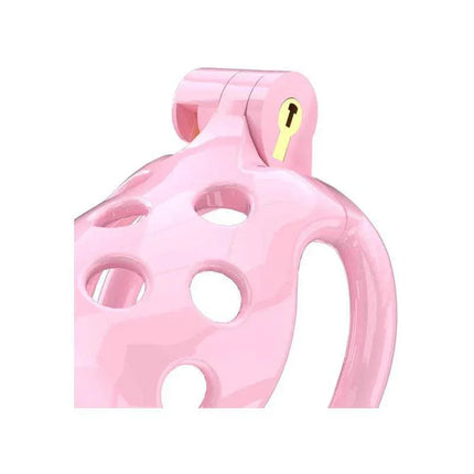 Penis Cage PC03 Pink with copper lock and numbered plastic padlocks for secure and comfortable use, made from high quality ABS material.