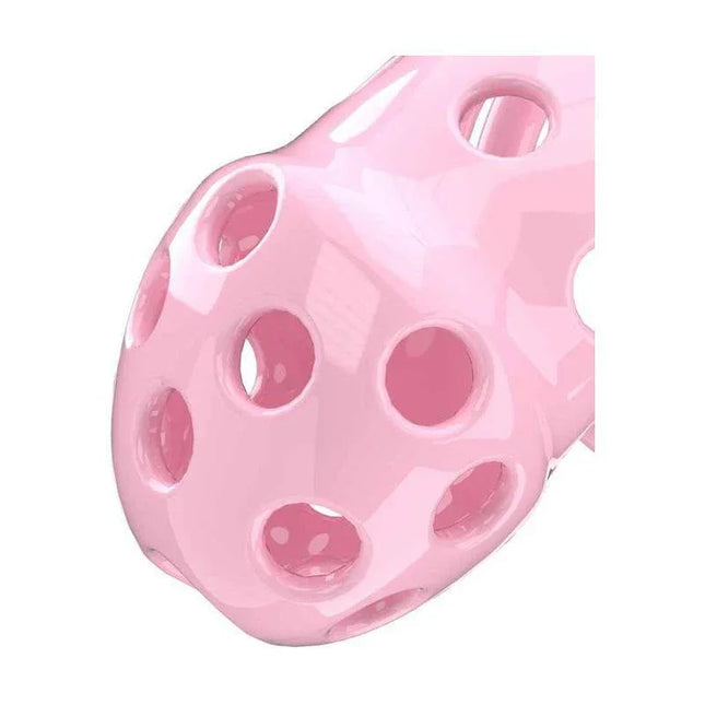 Penis Cage PC03 Pink made of high-quality ABS with front opening and multiple rings for comfort and durability.