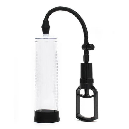Penis Enlarger with Manual Pump P-Pump PP01 featuring a manual pull rod system and quick-release button for precise suction control.