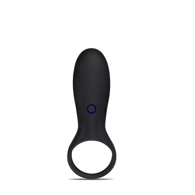 Penis Ring iJoy Stamina Ring USB Black with clitoral stimulator, premium silicone, and ABS material for enhanced pleasure.