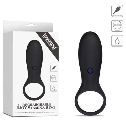 Penis Ring iJoy Stamina Ring USB Black in packaging and product view