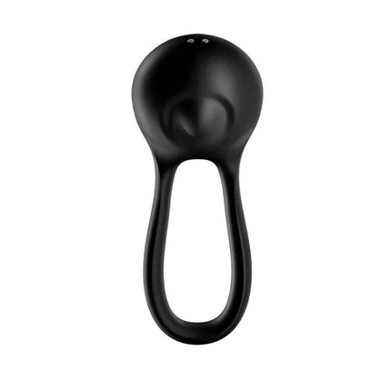 Penis Ring Majestic Duo USB Black, double vibrating cock ring with dual stimulation, secure shaft and testicle rings.