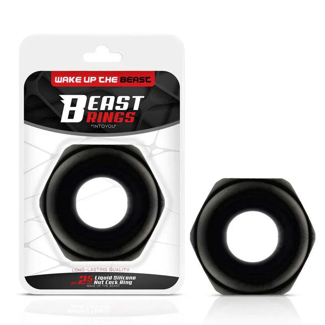 Beast Rings Penis Ring Nut Liquid Silicone 25 mm in hexagonal shape for enhanced sensation and grip.