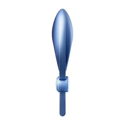 Side view of Penis Ring Sniper Blue with adjustable vibrating design for enhanced pleasure and erection support.