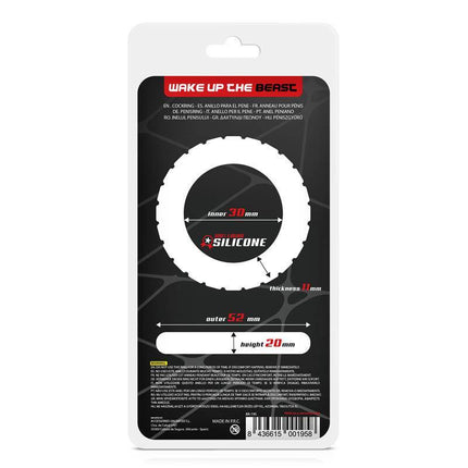 Packaging of Penis Ring Turbine Liquid Silicone 30 mm showing detailed specifications.