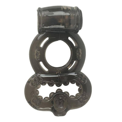 Penis Ring with Vibration Black by A-GUSTO for enhanced couple pleasure with double ring design and elastic materials.