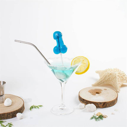 Blue Penis Shaped Lollipop Gin Tonic Flavor with Alcohol in cocktail