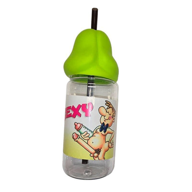 Penis Shaped Party Bottle 360cl for Fun Events with cartoon design on bottle.