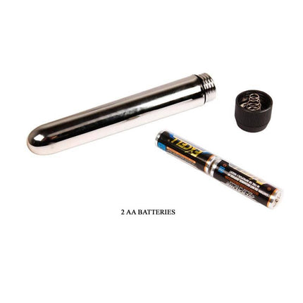 Metallic vibrator with batteries, part of the Penis Sleeve and Dildo Kit for versatile pleasure and intimate play.