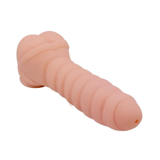 Penis Sleeve and Stimulator Stronger Man 8.6 with textured fluted design for enhanced pleasure and dual-use functionality.