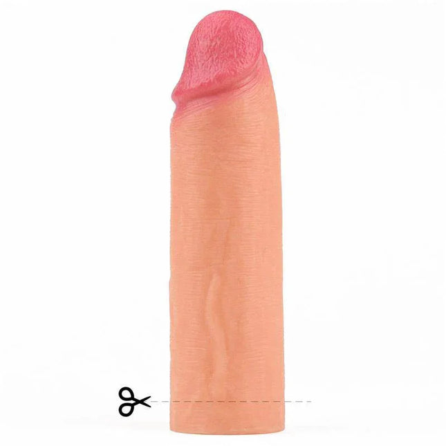 Penis Sleeve Extender Add 1 by LoveToy, featuring realistic glans and veined design for enhanced pleasure.