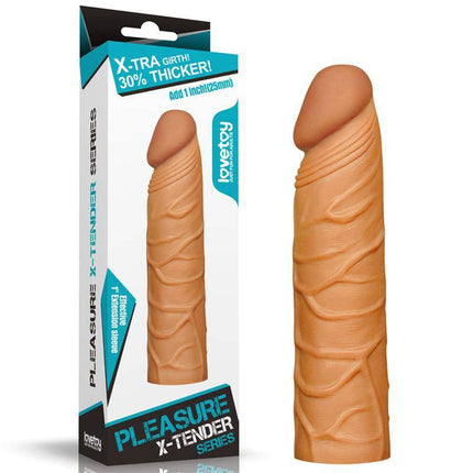 Penis Sleeve Pleasure X Tender Brown realistic design for enhanced stimulation and warmth