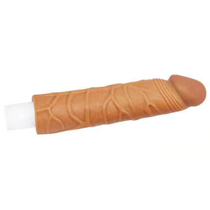Penis Sleeve Pleasure X Tender Brown with lifelike design and veined texture for enhanced stimulation.