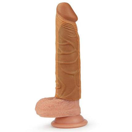 Penis Sleeve Pleasure X Tender Brown with realistic design and thermo-reactive warmth for enhanced erection quality and stimulation.