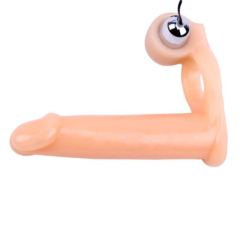 Penis Sleeve with Vibration 15.5 cm Flesh - secretsextoys.store