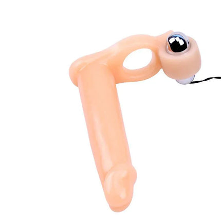 Penis Sleeve with Vibration 15.5 cm Flesh, soft TPE material, designed for enhanced pleasure with multiple vibration modes and a snug fit.