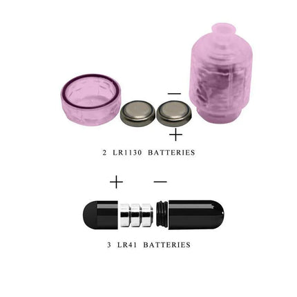 Components of Penis Sleeve with Vibration 5.5 including batteries and vibrating bullet