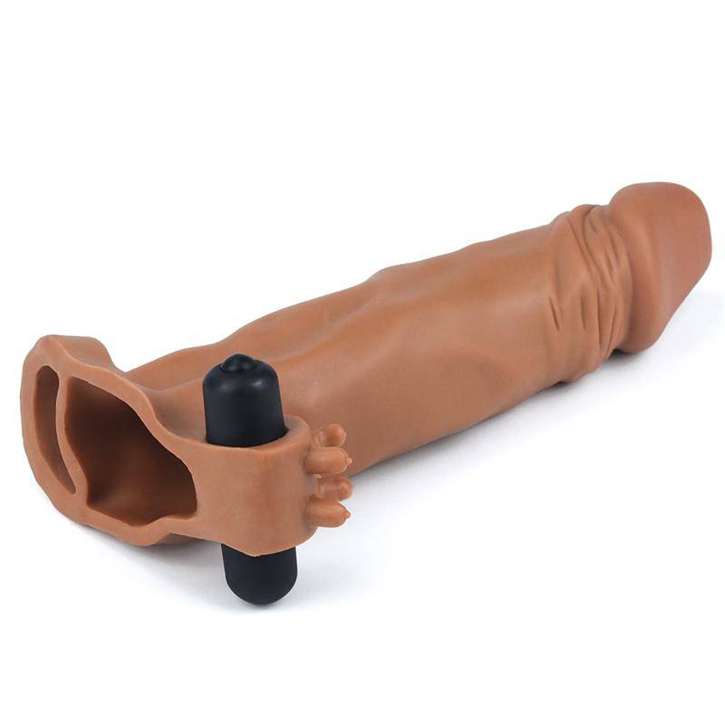 Penis Sleeve with Vibration Add 2 Pleasure X - Tender Brown - secretsextoys.store