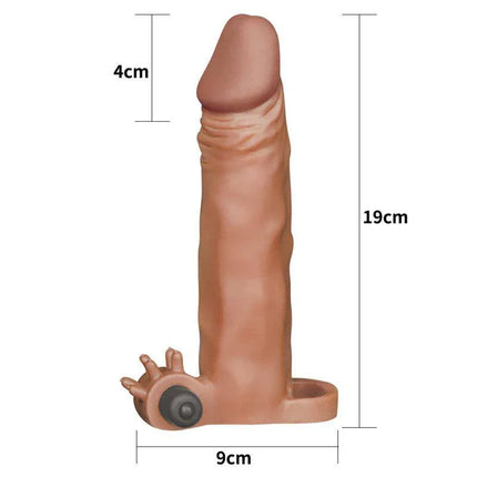 Penis Sleeve with Vibration Add 2 Pleasure X-Tender Brown product dimensions