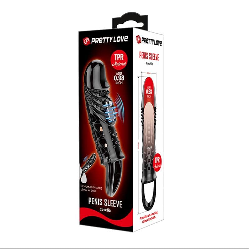 Penis sleeve with vibration Black - secretsextoys.store