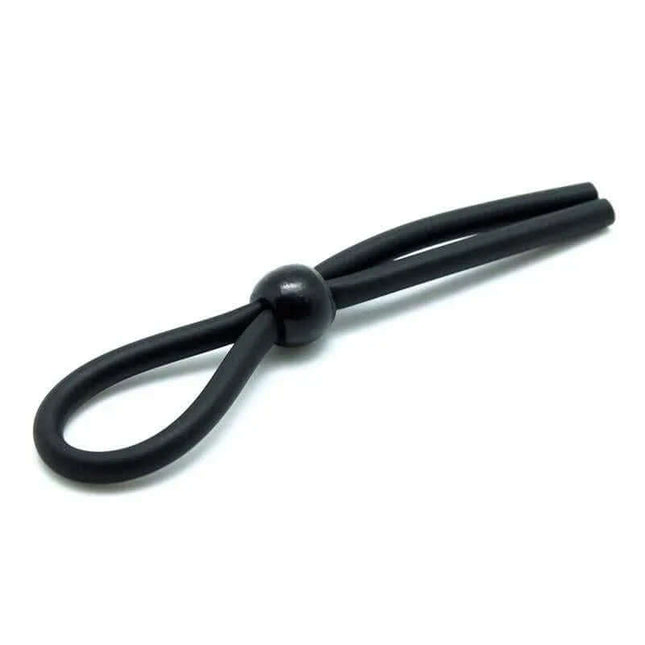 Black silicone Penis Strap Silicone with adjustable ball for customizable fit and sensation by Rimba.