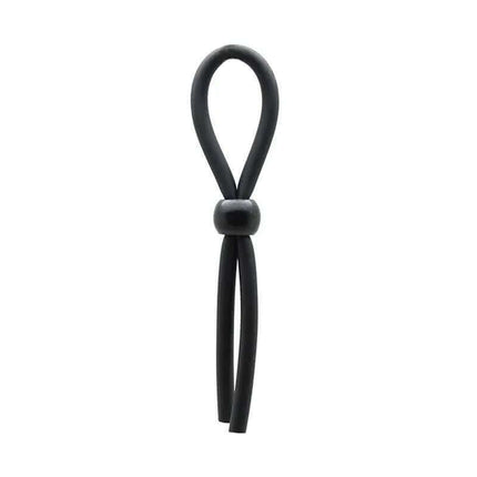 Black silicone Penis Strap Silicone with adjustable bead for customizable fit and sensation.