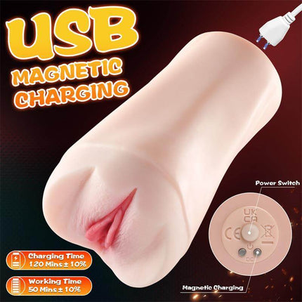 Penny Masturbator with Vibration featuring USB magnetic charging for enhanced solo pleasure.
