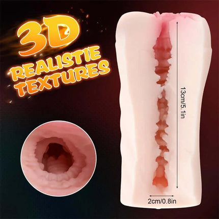 Penny Masturbator with Vibration showing 3D realistic textures and measurements