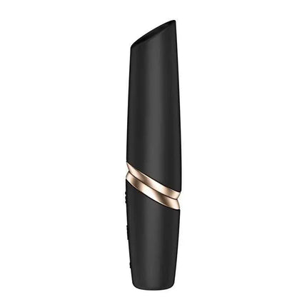 Perfect Kiss Air Pulse Vibrator with black matte finish and gold accents from Satisfyer Kiss series