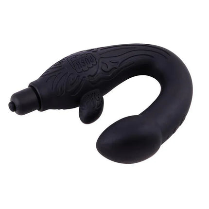 Perineum Massager Silicone Black with ergonomic design for targeted P-point stimulation, featuring 7 vibration modes in durable silicone.