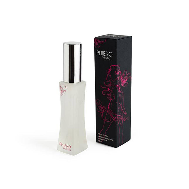 Phiero Woman pheromone perfume, 30ml sprayer, fruity floral scent for enhancing seduction and attraction.